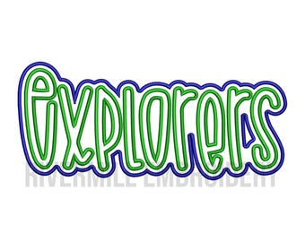 May include: Green and blue outlined word "Explorers" in a stylized font.