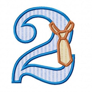 Necktie Applique Numbers Machine Embroidery Designs - 4 Sizes - Instant Digital Download Design File - BX Files Included