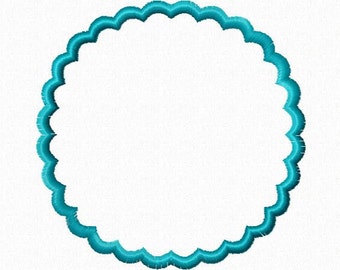 Scalloped Circle Applique Monogram Frames Machine Embroidery Designs - 9 Sizes