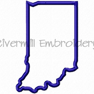 Small State of Indiana Applique Machine Embroidery Design - 3 Sizes - Instant Download PES DST Digital File Rivermill Embroidery