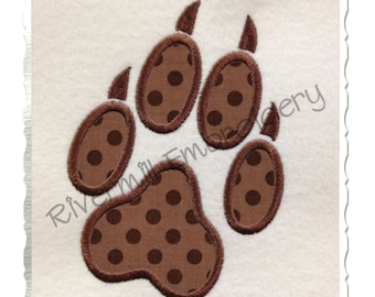 Applikation Wolf Pfotenabdruck Maschinenstickerei Design - 4 Größen - Instant Download PES DST Digitale Datei Rivermill Stickerei