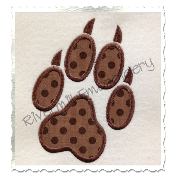 Applique Wolf Paw Print Machine Embroidery Design - 4 Sizes