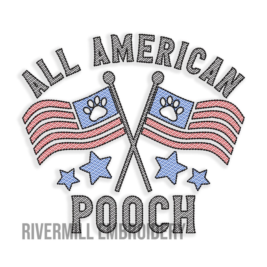 All American Pooch Sketch Machine Embroidery Design Dog Pet Lover - Etsy