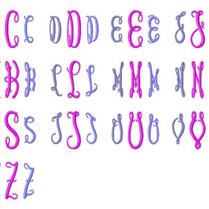 Classic Script 3 Letter Monogram Machine Embroidery Font Alphabet - 3 ...