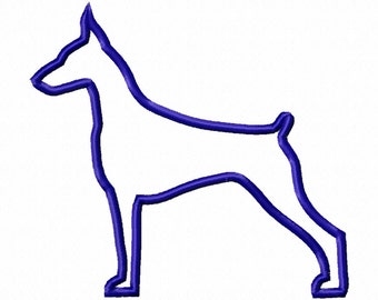 Applique Doberman Dog Silhouette Machine Embroidery Design - 4 Sizes