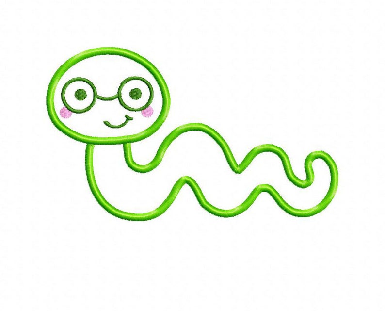 Applique Bookworm Machine Embroidery Design 4 Sizes - Etsy