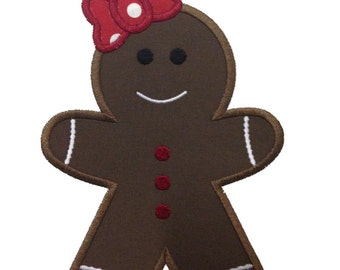 Gingerbread Girl Applique Machine Embroidery Design - 4 Sizes