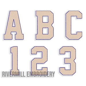 Sketch Style Varsity 2 Color Machine Embroidery Font Monogram Alphabet - BX Files Included