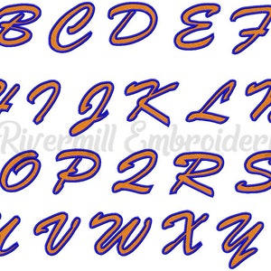 2 Color Casual Script Upper Case Machine Embroidery Font Monogram Alphabet - 3 Sizes - BX Files Included Instant Download Design PES DST +