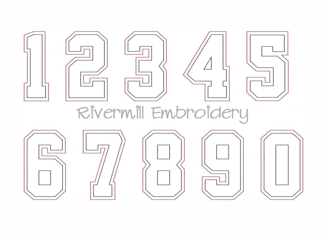 Raggy Double Applique Varsity Numbers Machine Embroidery Etsy