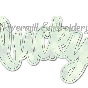 Raggy Applikation Glück Maschinenstickerei Design - 4 Größen - Instant Download PES DST Digitale Datei Rivermill Stickerei