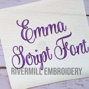 Emma Script Machine Embroidery Font Monogram Alphabet - 3 Sizes - BX Files Instant Download Design PES Rivermill Embroidery