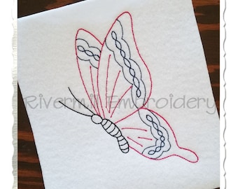 Vintage Style Butterfly Machine Embroidery Design
