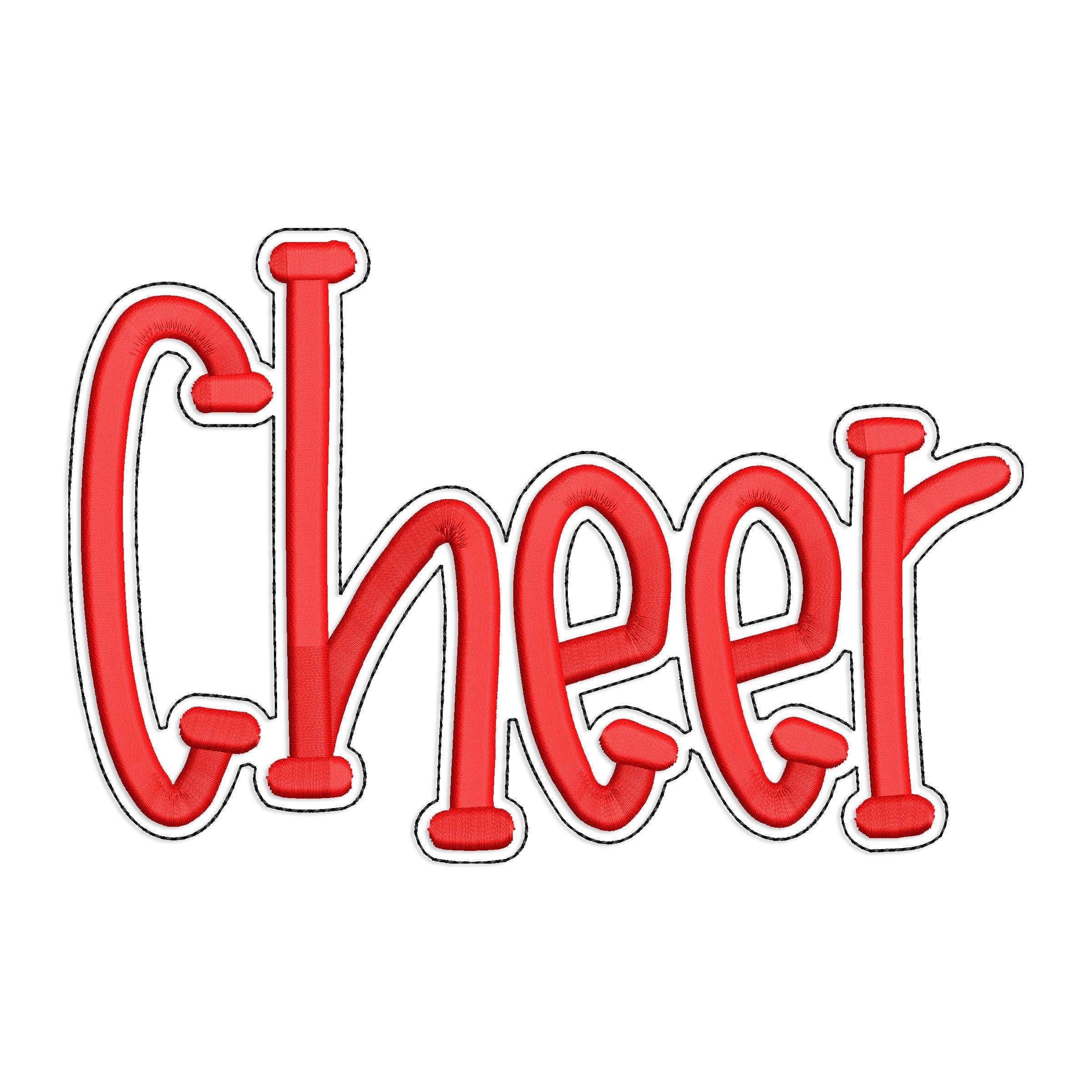 Cheer with a Bean Stitch Outline Machine Embroidery Design - 5 Sizes - Instant Download Digital Design File - Rivermill