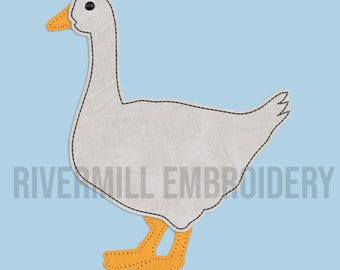 Raggy Applique Goose Machine Embroidery Design - Instant Digital Download Design File