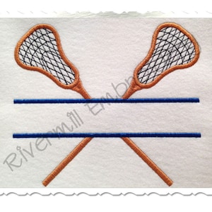 Split Lacrosse Machine Embroidery Design - 4 Sizes