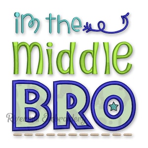 Middle Bro Brother Applique Machine Embroidery Design - 4 Sizes - Instant Download PES DST Digital File Rivermill Embroidery