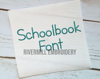 Schoolbook Machine Embroidery Font Monogram Alphabet - 3 Sizes - BX Files Instant Download Design PES