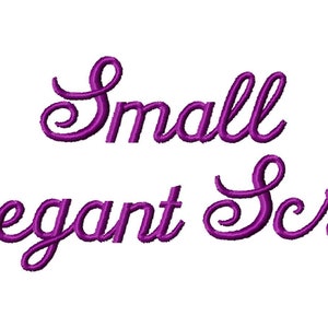 May include: Small Elegant Script font in purple.