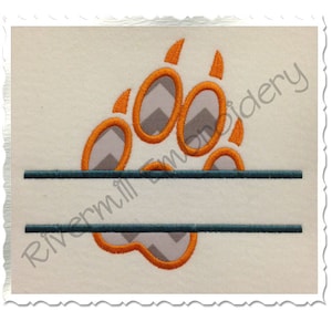 Split Wolf Paw Print Applique Machine Embroidery Design - 4 Sizes - Instant Download PES DST Digital File Rivermill Embroidery