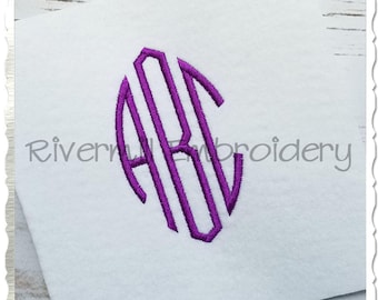 May include: A purple monogram embroidery design with the letters "ARC" in a circular oval shape.