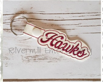 Hawks In The Hoop Snap Tab Key Fob Machine Embroidery Design