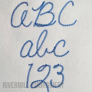 Chain Stitch Vintage Handwriting Embroidery Font Monogram Alphabet - 3 Sizes - BX Files Instant Download Design PES Rivermill Embroidery