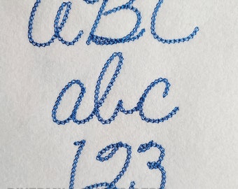 Chain Stitch Vintage Handwriting Embroidery Font Monogram Alphabet - 3 Sizes - BX Files Instant Download Design PES Rivermill Embroidery