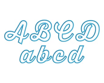 Sporty Script Applique Machine Embroidery Font Alphabet - 4 Sizes - 3" 3.5" 4" 4.5" - BX Files Instant Download Design PES Rivermill