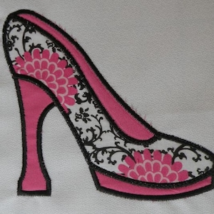 High Heel Shoe Applique Machine Embroidery Design - 2 Sizes - Instant Download PES DST Digital File Rivermill Embroidery