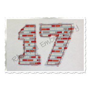 Raggy Edge College Varsity Applique Numbers Machine Embroidery Design - 6 Sizes