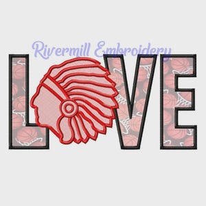 Applique Indian Warrior Love Machine Embroidery Design - 4 Sizes - Instant Download PES DST Digital File Rivermill Embroidery