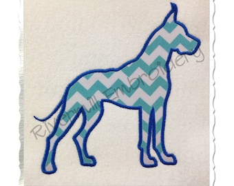 Applique Great Dane Silhouette Machine Embroidery Design - 4 Sizes