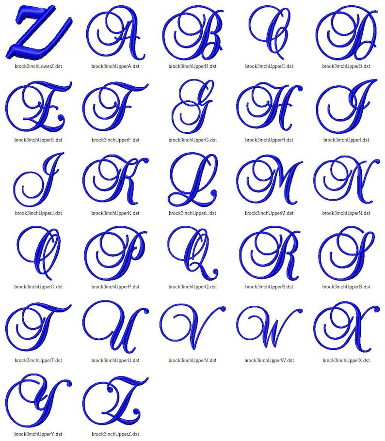 Brock Script Machine Embroidery Font Monogram Alphabet 3 image 3.