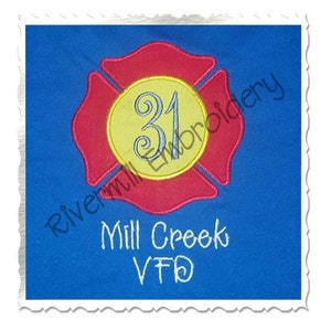 Applique Firefighter Maltese Cross Machine Embroidery Design - 4 Sizes - Instant Download PES DST Digital File Rivermill Embroidery
