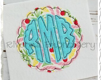 Scalloped Circle Raggy Applique Machine Embroidery Font Alphabet - 4 Sizes