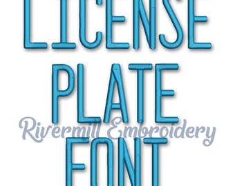 License Plate Machine Embroidery Font Alphabet - 3 Sizes - BX Files Instant Download Design PES