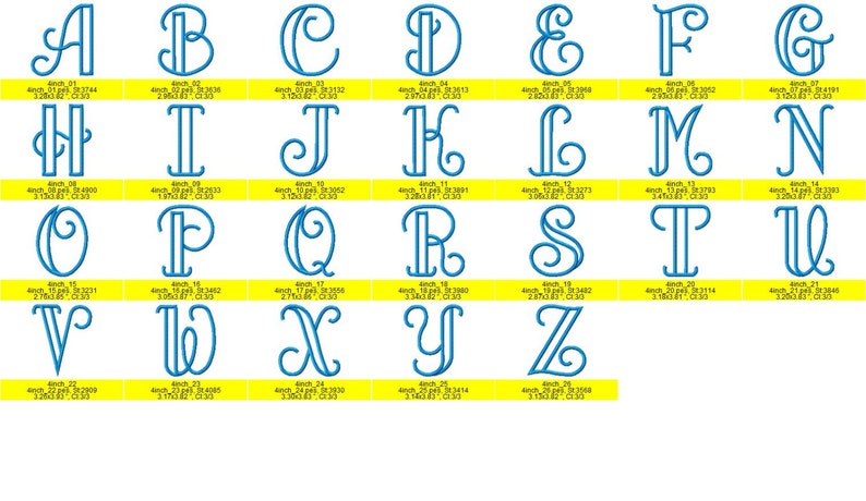Hailey Applique Machine Embroidery Font Monogram Alphabet - 4 Sizes ...