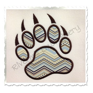 Applique Bear Paw Print Machine Embroidery Design - 4 Sizes - Instant Download PES DST Digital File Rivermill Embroidery