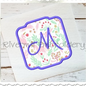 Applique Name or Monogram Frame (#10) Machine Embroidery Design - 4 Sizes - Instant Download Digital Design File