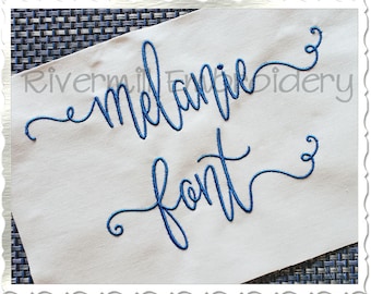 Melanie Machine Embroidery Font Monogram Alphabet - 3 Sizes - BX Files Instant Download Design PES