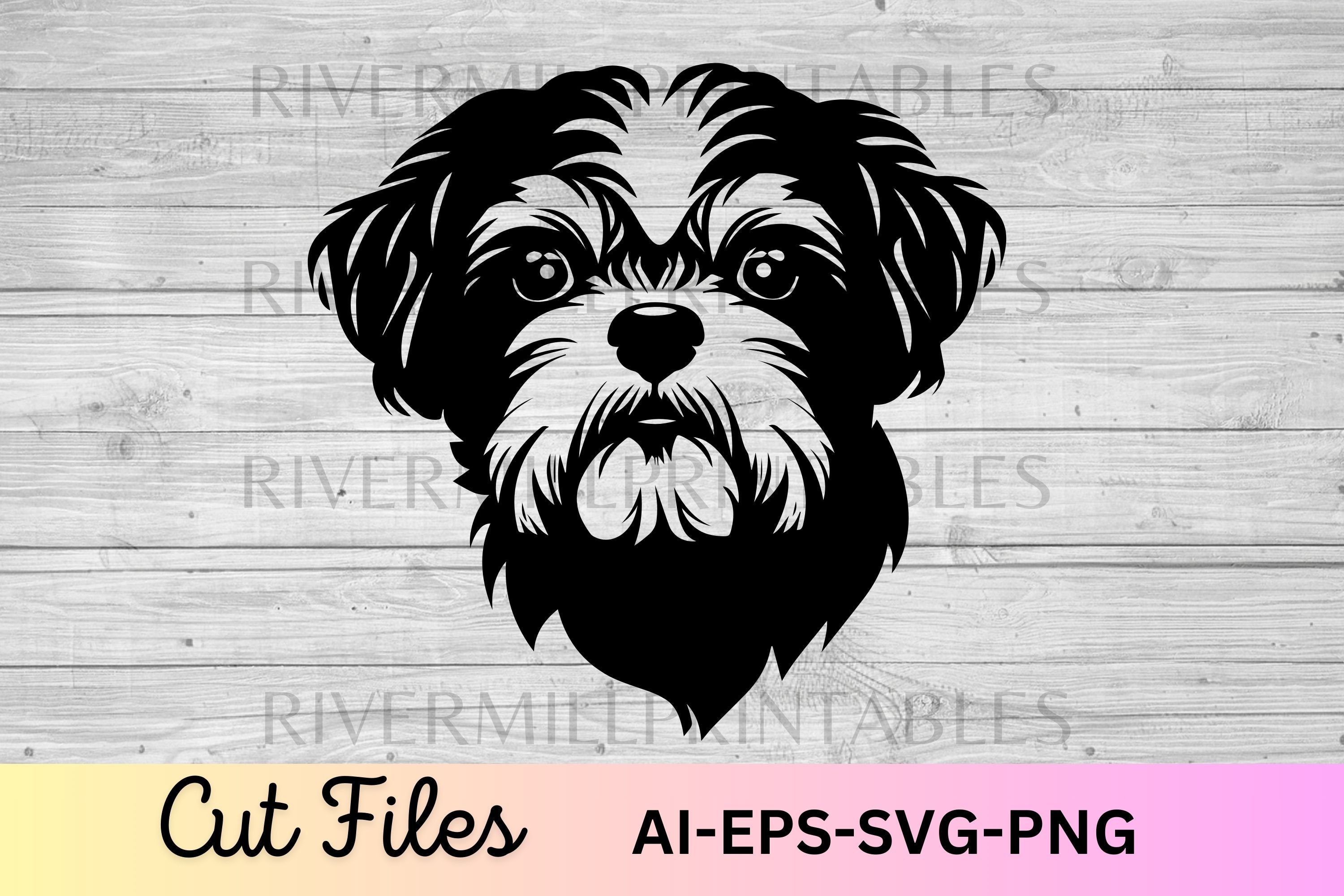 シーズー犬の顔 SVG EPS カット ファイル - Cricut シルエット