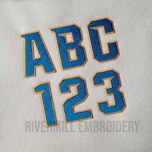 Two Color Michigan Machine Embroidery Font Monogram Alphabet - 3 Sizes - BX Files Instant Download Design PES