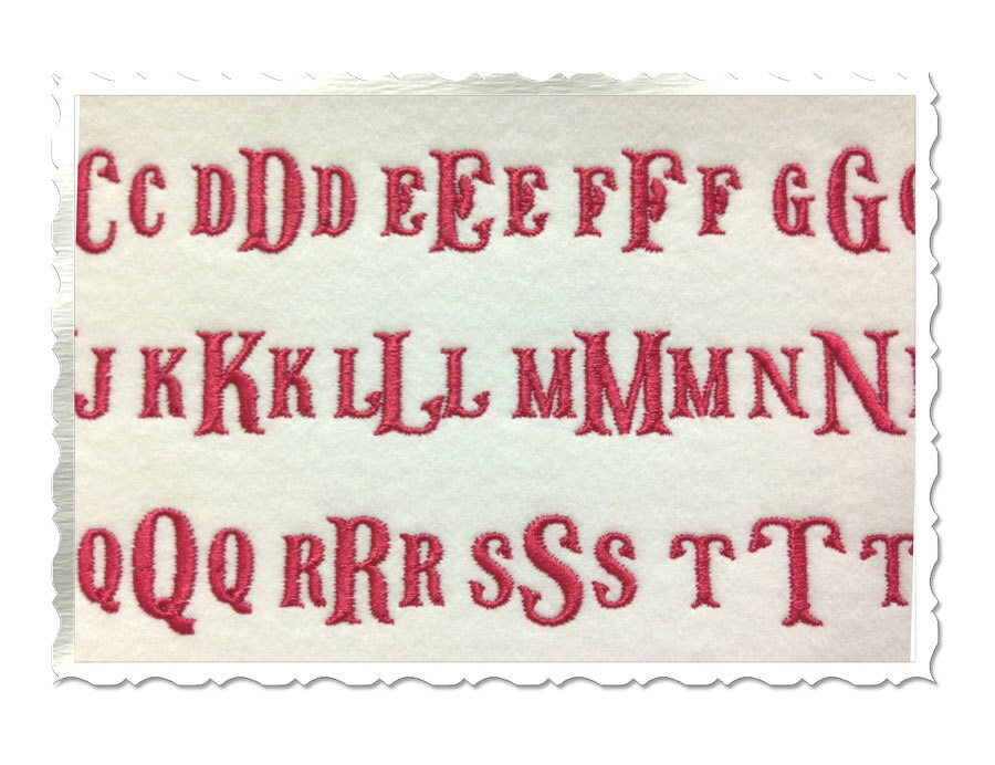 Small Fish Tail Monogram Machine Embroidery Font Alphabet - 3/4" & 1/2 ...