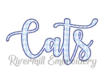 Raggy Applique Script Cats Machine Embroidery Design - 4 Sizes - Instant Download PES DST Digital File Rivermill Embroidery