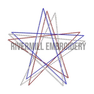 Three Color Star Bean Stitch 3 Color Star Outline Machine Embroidery Design - Etsy
