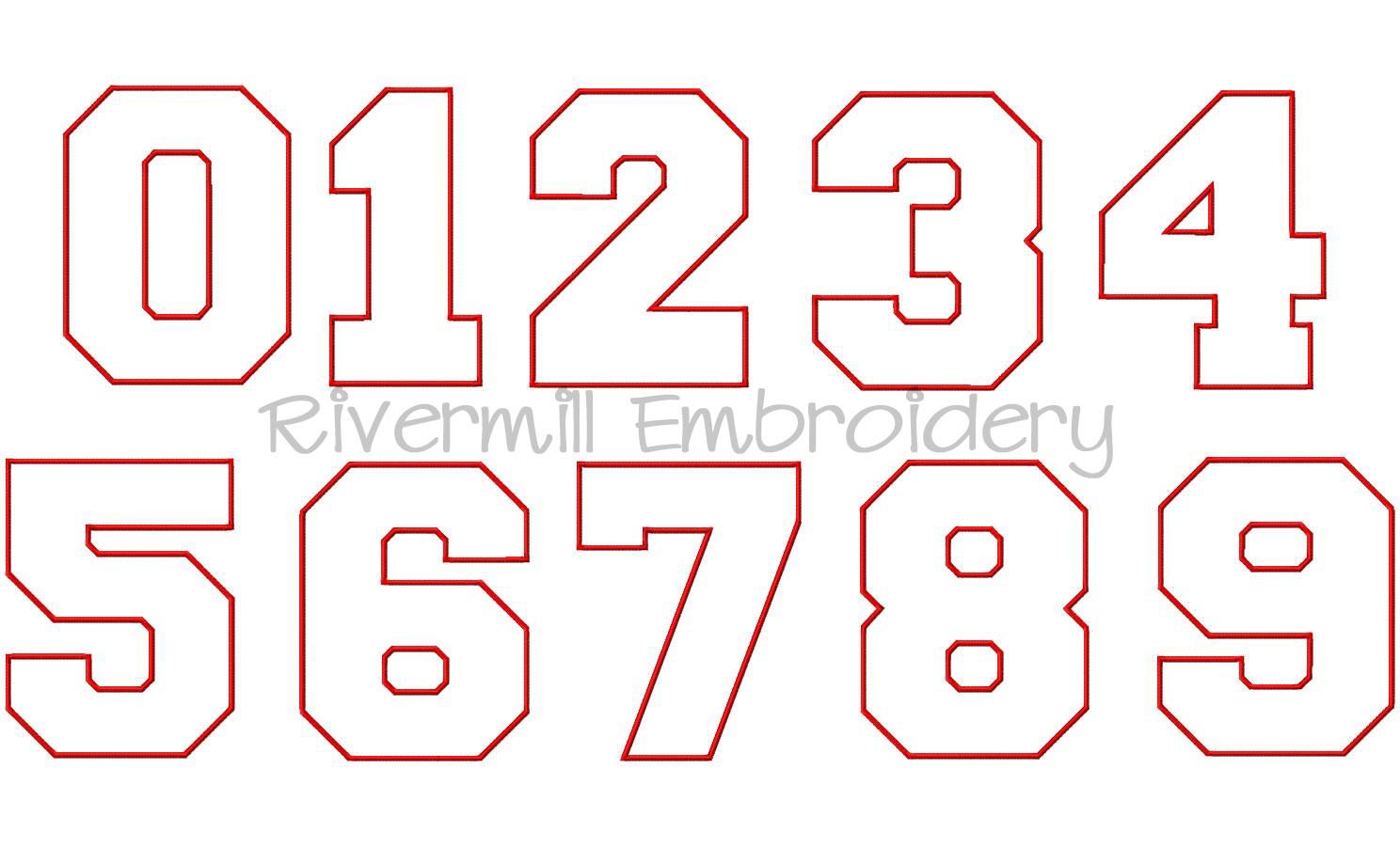 Jumbo XL College Varsity Applique Numbers Machine Embroidery Etsy