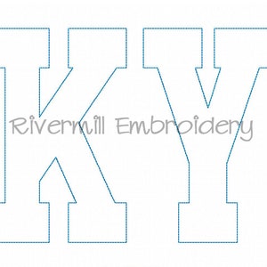 Large KY Kentucky Varsity Style Raggy Applique Machine Embroidery Design - 3 Sizes