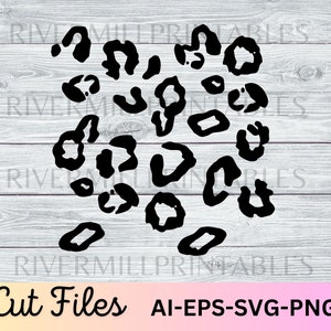 May include: Black and white leopard print design, ideal for crafting projects, cut files, and digital downloads. AI-EPS-SVG-PNG.