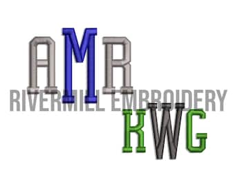 Theodore Monogram Machine Embroidery Font Alphabet - 3 Sizes - BX Files Instant Download Design PES
